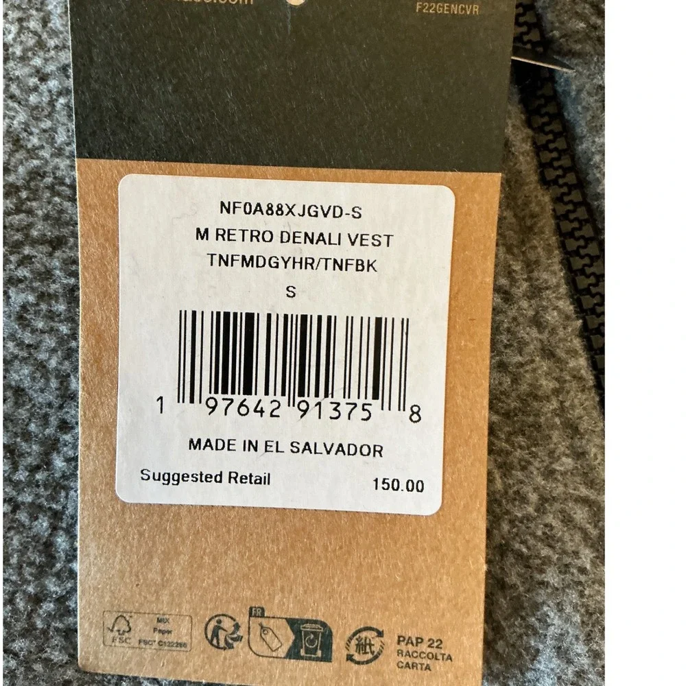 The North Face Retro Denali Vest Grey Black Size Small New With Tags